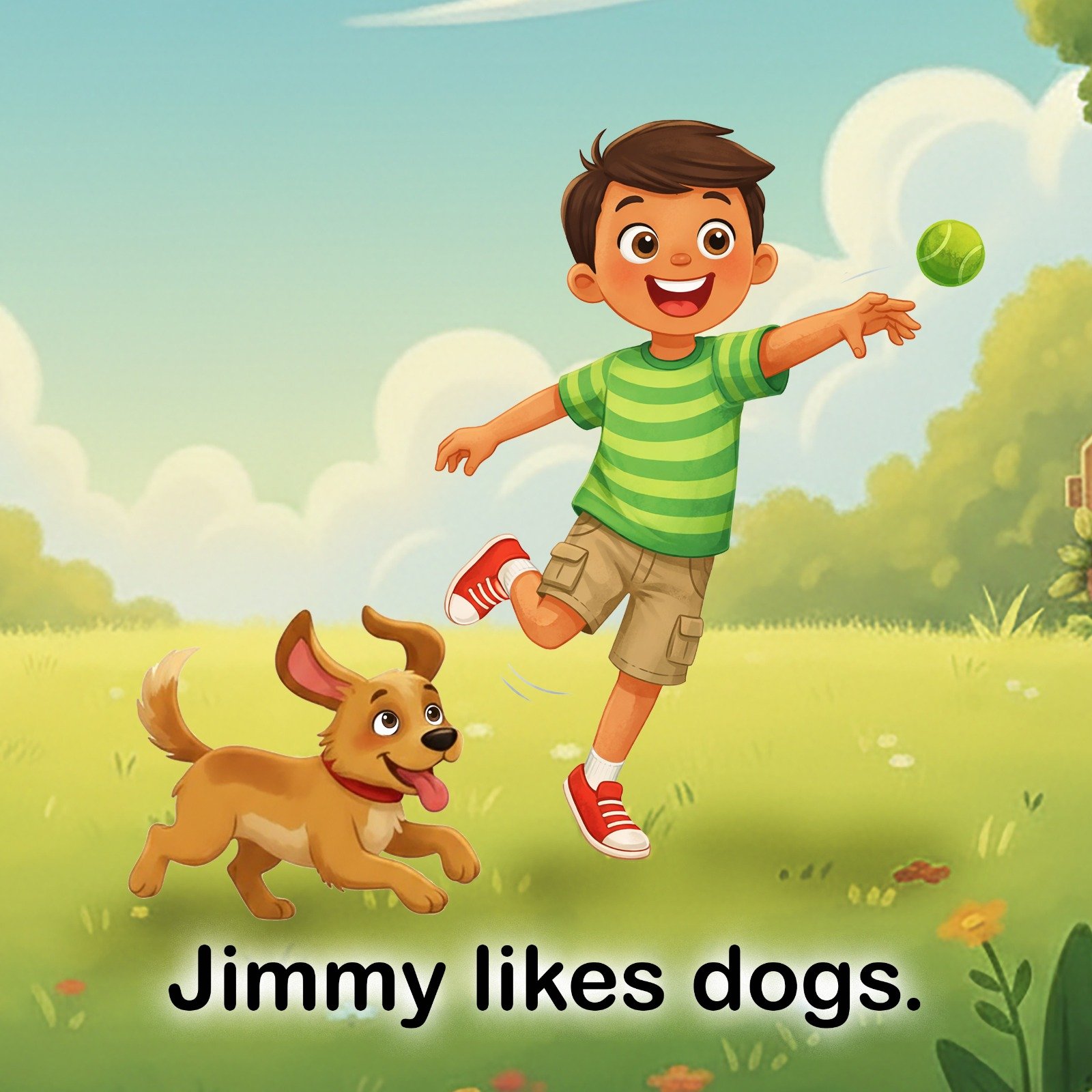 Jimmy with dogs illustration